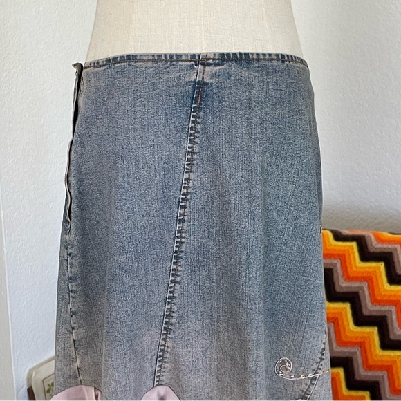 SOLD Vintage H.I.T Jeans USA Fairy Boho Denim Embellished Embroidered Skirt - Picture 7 of 10
